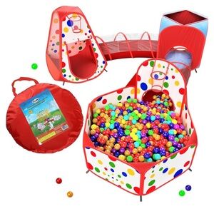 Playz 5-Piece Kids Play Tents Crawl Tunnels and Ball Pit Popup Playhouse